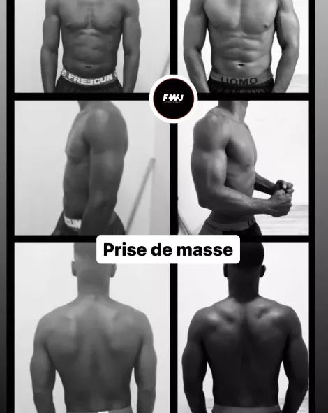 Avant après prise de masse globale dos et biceps d'un élève FWJ Montpellier