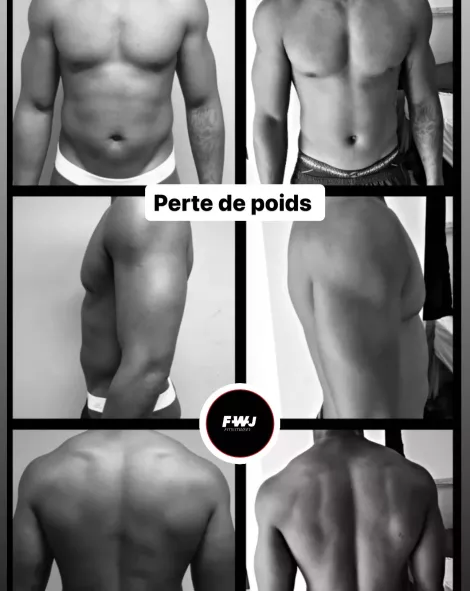Avant après perte de poids et sèche d'un élève de Coach Jeey à Montpellier